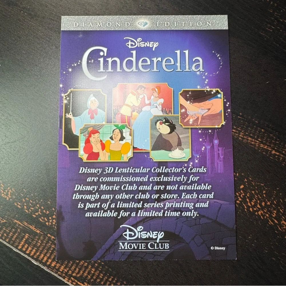 CINDERELLA Diamond Edition 3D Lenticular Card Disney Movie Club‎ Rare OOP 2012